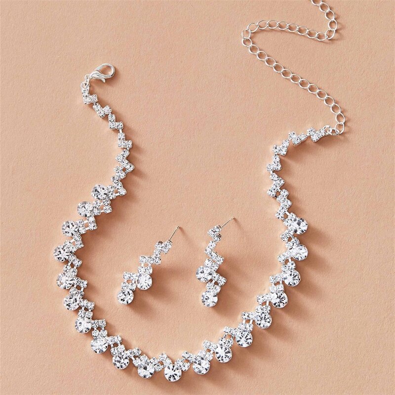 

3pcs Rhinestone Jewelry Set, Silver