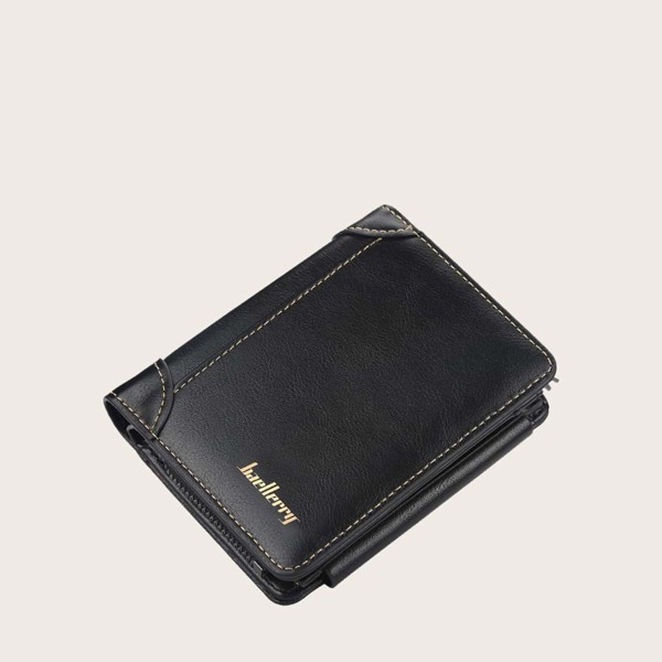 

Men Letter Graphic Fold Over Wallet, Black