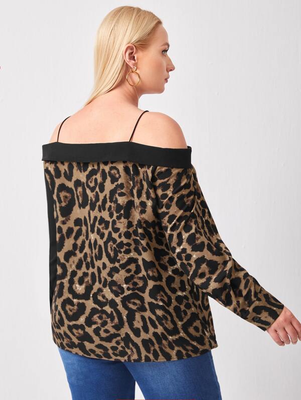 cold shoulder leopard print tops