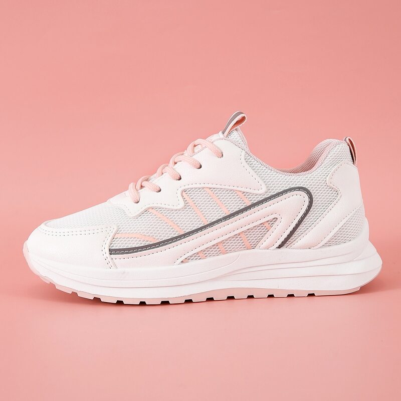 

Lace-up Front Mesh Panel Sneakers, White