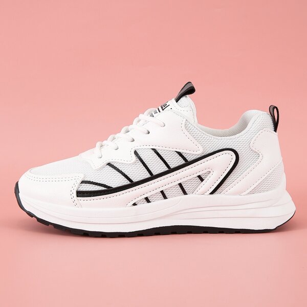

Lace-up Front Mesh Panel Sneakers, White