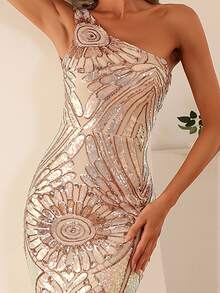 Missord Vestido De Fiesta De Lentejuelas Con Un Solo Hombro - Dorado - Ver 7