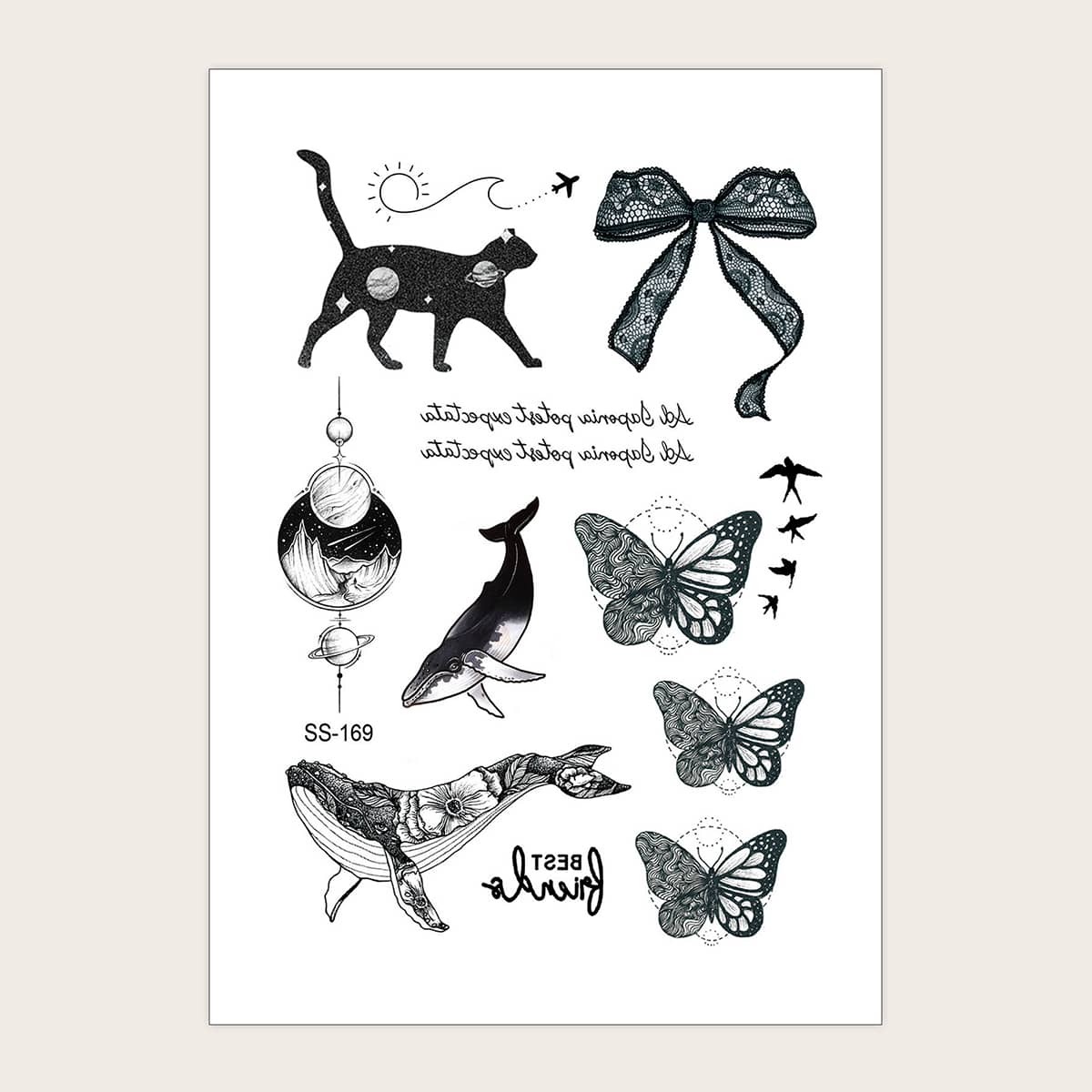 

1sheet Butterfly & Dolphin Pattern Tattoo Sticker, Multicolor