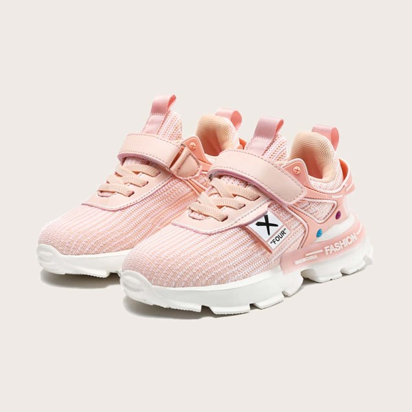 

Boys Letter Graphic Knit Chunky Sneakers, Pink