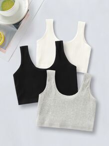 Sujetador Tipo Bralette Para Niñas De Entre 8 Y 14 Años, 3 Piezas De Tejido Ribeteado - Multicolor - Ver 1