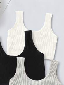 Sujetador Tipo Bralette Para Niñas De Entre 8 Y 14 Años, 3 Piezas De Tejido Ribeteado - Multicolor - Ver 3