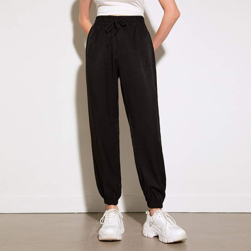 

Solid Drawstring Sweatpants, Black