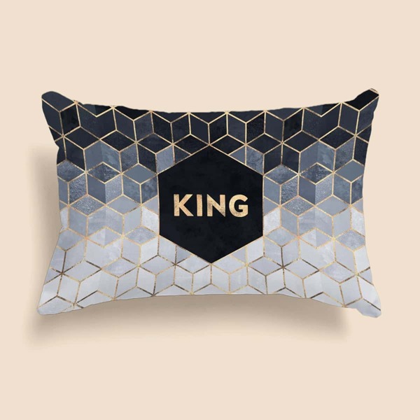 

Geometric Pattern Lumbar Pillow Cover Without Filler, Black