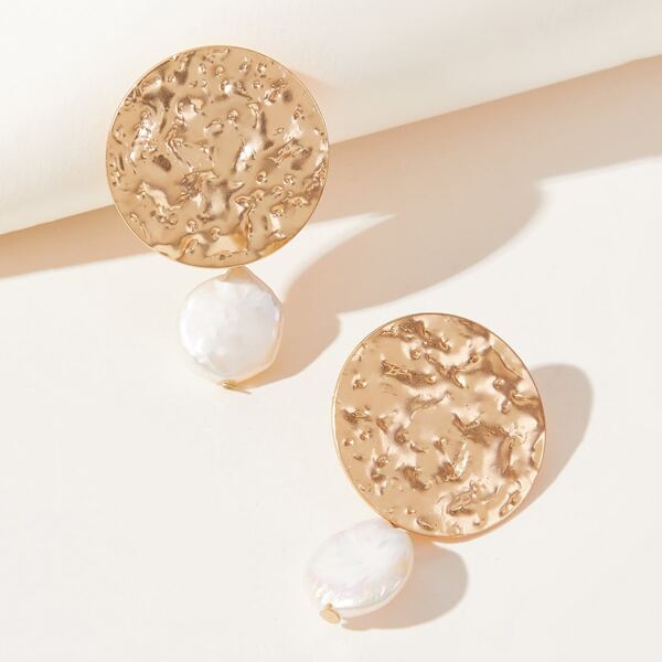 

FAUX PEARL DECOR DROP EARRINGS, Gold