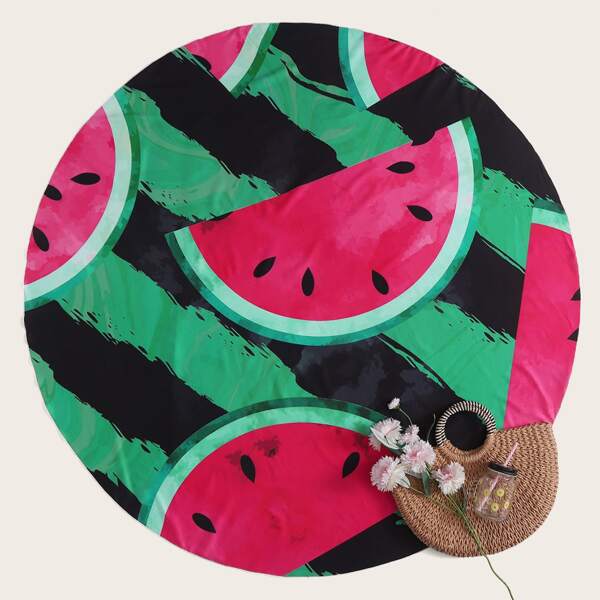 

Watermelon Print Round Beach Blanket, Multicolor