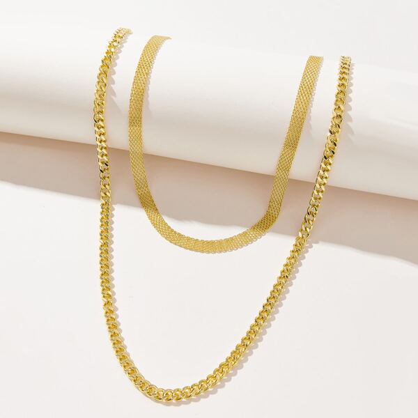 

2PCS CHAIN NECKLACE, Gold