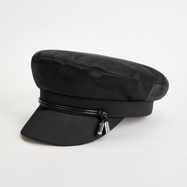 

KNOT DETAIL BAKER BOY HAT, Black