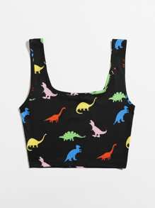 SHEIN EZwear Đầu xe tăng khủng long quá khổ - màu đen - Xem 2