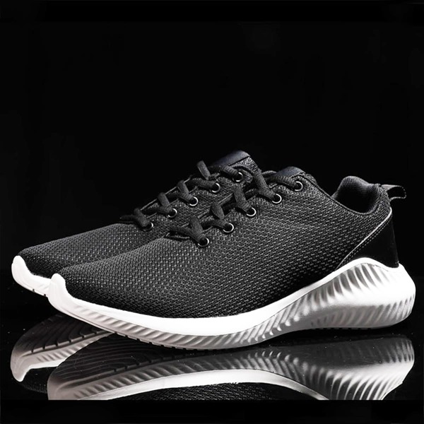 

Men Lace-up Front Low Top Knit Sneakers, Black