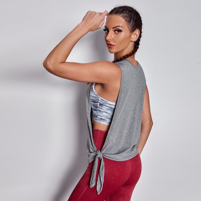 

Knot Side Sports Tank Top, Grey