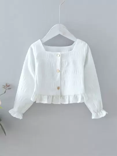 Krås Hem Slätt Söt Småflickor Blus