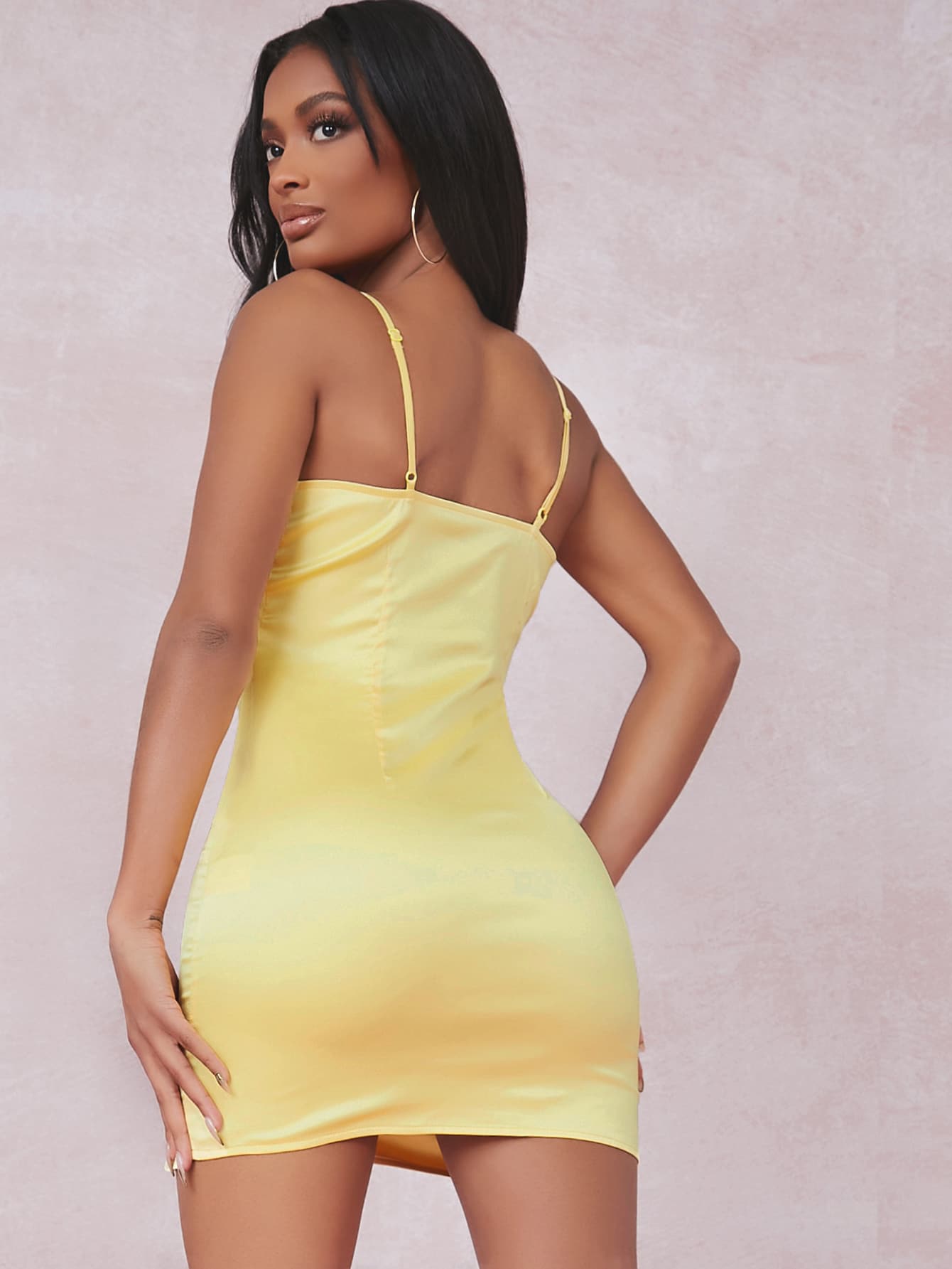 Split Detail Satin Cami Bodycon Dress