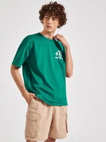 Manfinity RebelGame 男士字母圖案落肩T恤