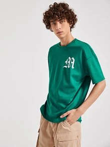 Manfinity RebelGame 男士字母圖案落肩T恤