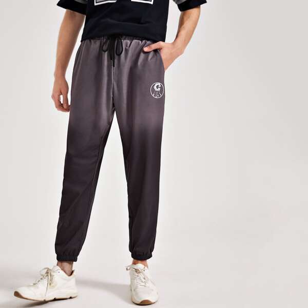 

Men Drawstring Waist Ombre Pants, Multicolor