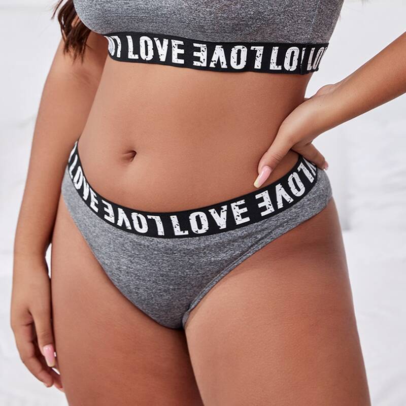 

Plus Letter Tape Panty, Grey