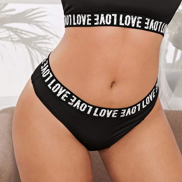 

Plus Letter Tape Panty, Black