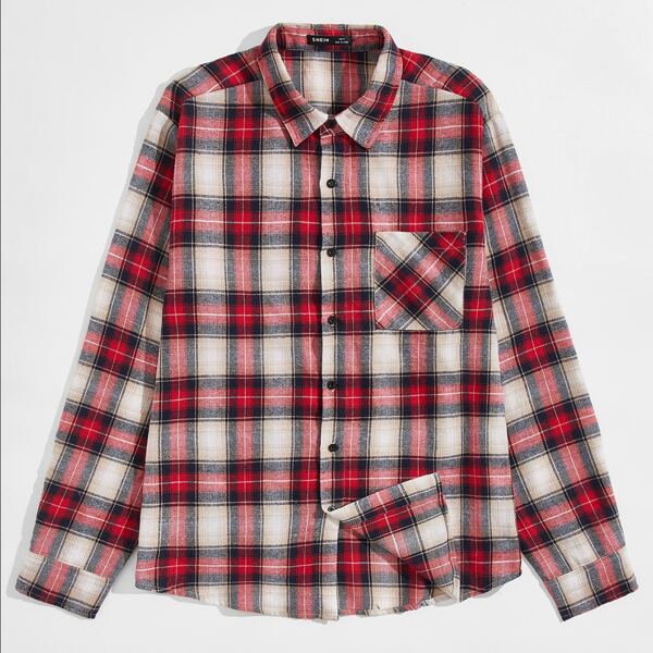 

Men Pocket Patched Tartan Shirt, Multicolor