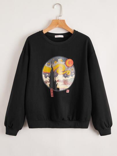 ROMWE X Vincenttrinidadart Letter Graphic Sweatshirt