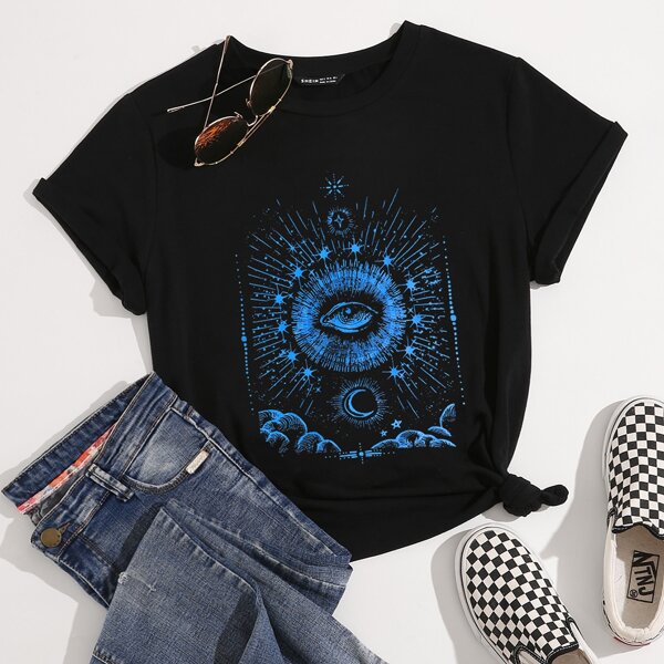 

Graphic Print Short Sleeve Tee, Black