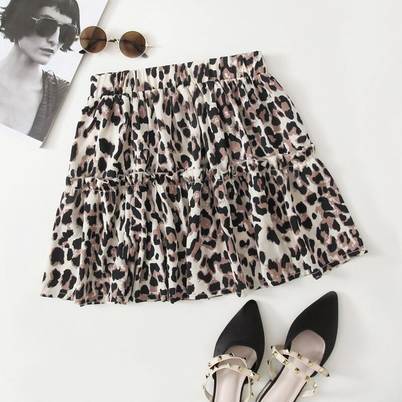 

Frill Trim Leopard Print Skirt, Multicolor