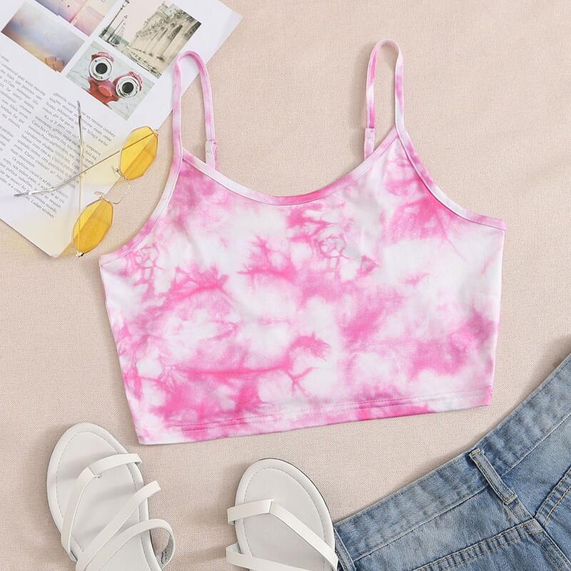 

Tie Dye Crop Cami Top, Baby pink