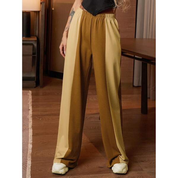 

Colorblock Elastic Waist Sweatpants, Camel