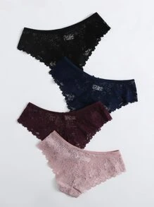 4pack Floral Lace Panty Set Lingerie - Multicolor - View 2