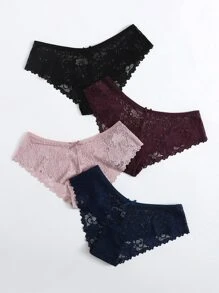 4pack Floral Lace Panty Set Lingerie - Multicolor - View 5
