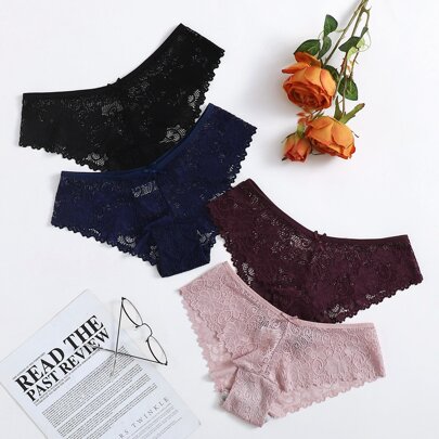4pack Floral Lace Panty Set