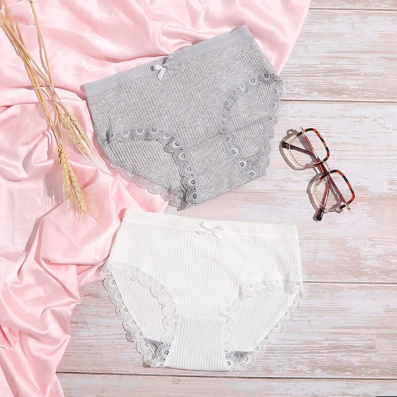 

2pack Lace Trim Panty Set, Multicolor