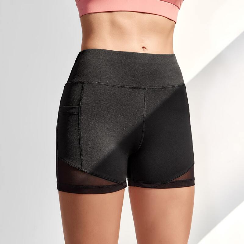 

Contrast Mesh Sports Shorts With Phone Pocket, Black
