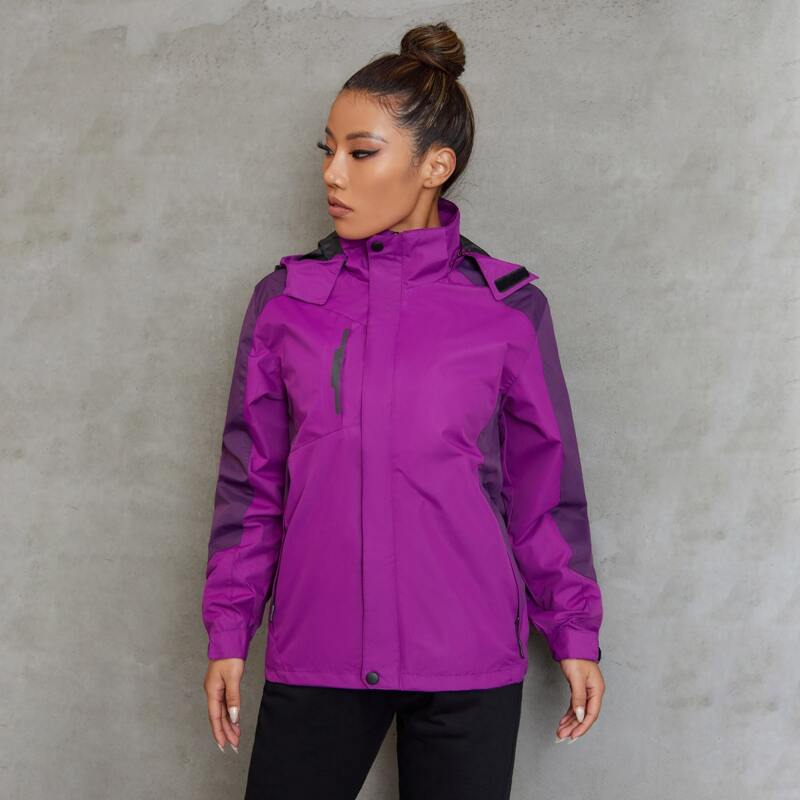 

Colorblock Windproof Sports Jacket, Purple