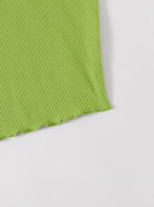 Muchica Lettuce Trim Rib-knit Crop Cami Top - Lime Green - View 5