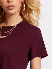 SHEIN Essnce Camiseta bajo irregular - Granate - Ver 5