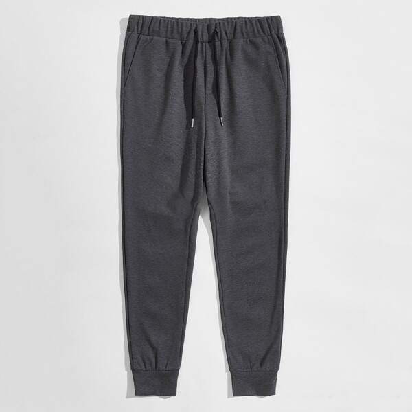 

Men Drawstring Waist Slant Pocket Joggers, Dark grey