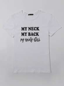 SHEIN Unity 標語圖案T恤 - 白色 - 查看 6