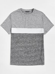 GENTILAND Áo phông dệt kim loang lổ màu khối cho nam - Xám - Xem 1