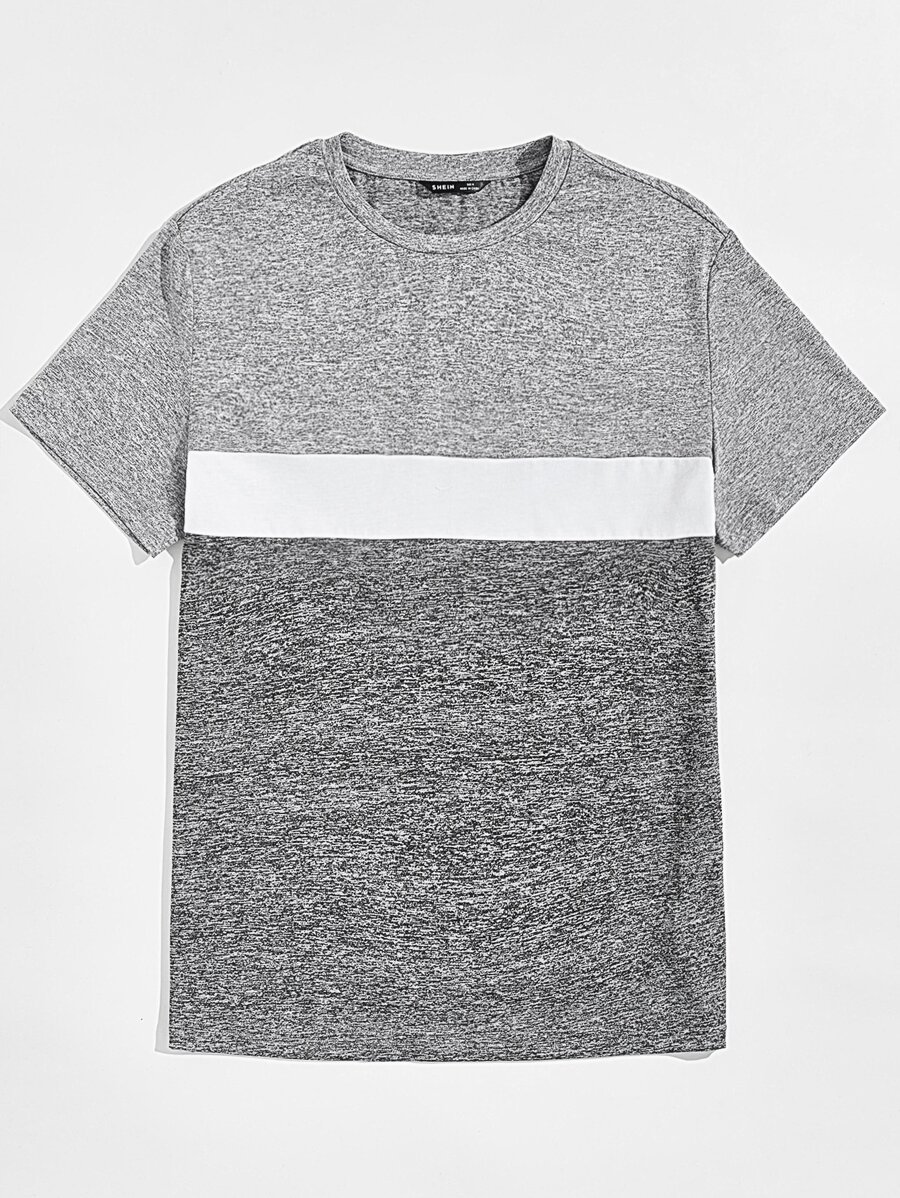 GENTILAND Áo phông dệt kim loang lổ màu khối cho nam - Xám - Xem 1