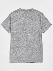 GENTILAND Áo phông dệt kim loang lổ màu khối cho nam - Xám - Xem 2