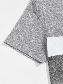 GENTILAND Áo phông dệt kim loang lổ màu khối cho nam - Xám - Xem 3