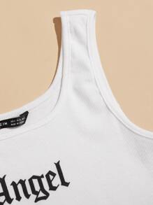 SHEIN EZwear Hoa văn có gân đan áo crop top - trắng - Xem 6