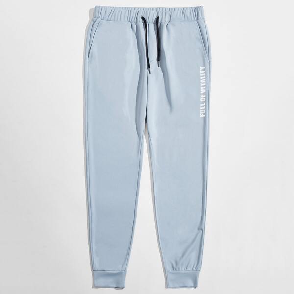 

Men Letter Graphic Joggers, Baby blue