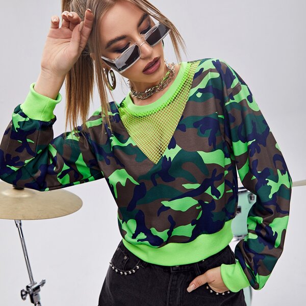 

Camo Mesh Pullover, Multicolor