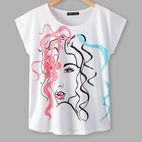 

Figure Graphic Butterfly Sleeve Tee, White